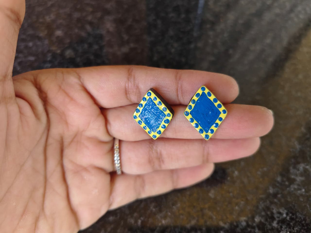 Handmade Evil Eye Protection Blue Heart & Diamond Earring Combo