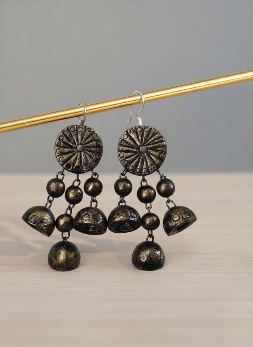 Antique Oxidized Tribal Dangle Earrings